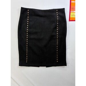 Sabrina Lauren Black Suede Studded Mini Pencil Skirt Women's Small Biker Punk